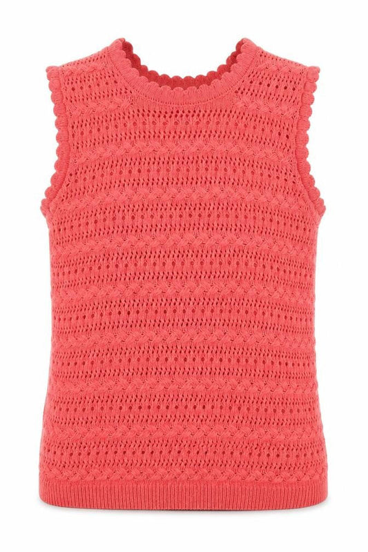 Lipsy Women Pink UK 8 Ruffle Knit Sleeveless Camisole Tank Top