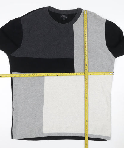 Next Men’s Multicoloured L Colour Block Crew Neck Viscose Knit Jumper