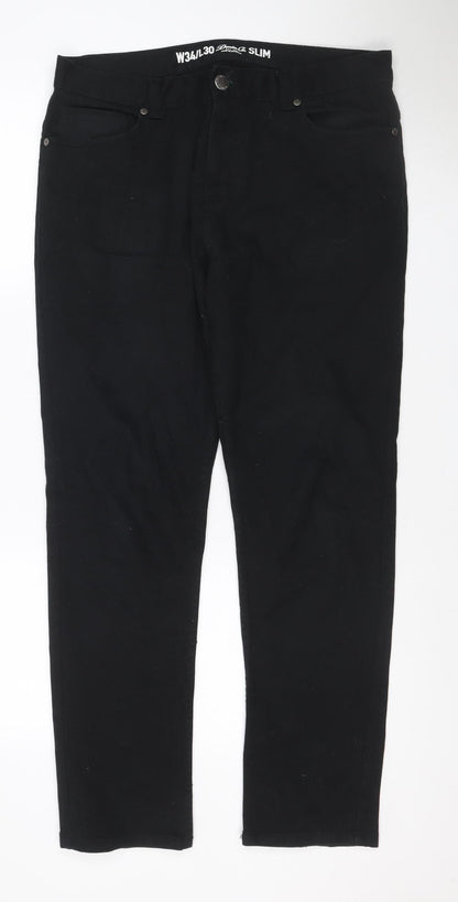 Additional front view of Denim Co. Men’s Black W34 L30 Slim Stretch Skinny Jeans