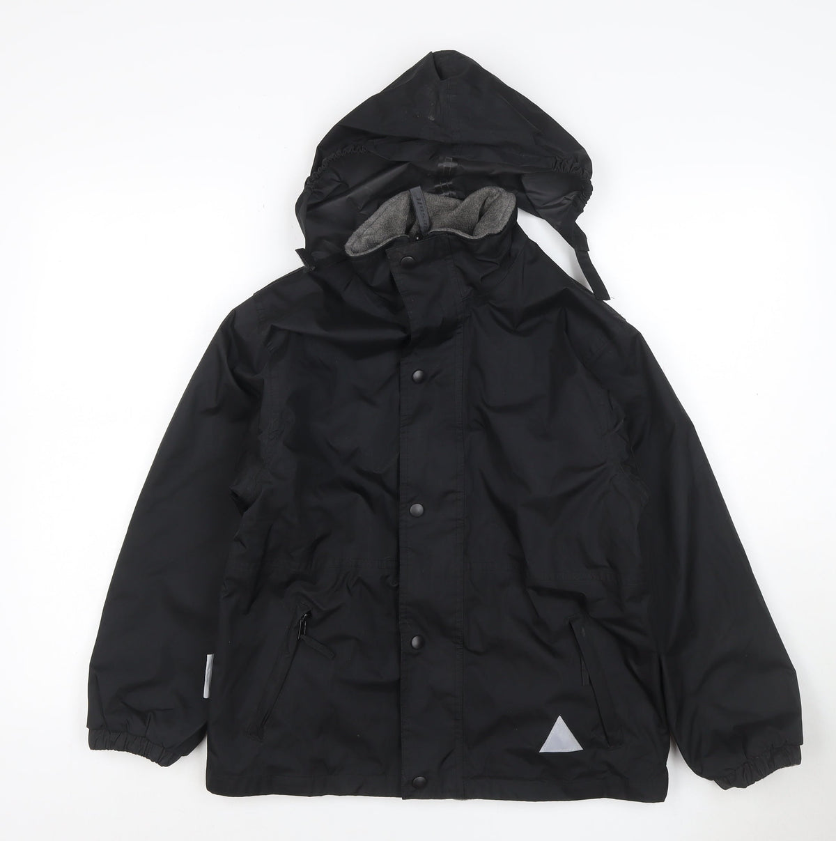 Additional front view of Result boys’ black hooded jacket 9-10 years lined reflective zip