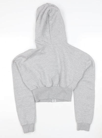 Boohoo Women’s Grey XS Cropped Full Zip Hoodie Hooded Casual