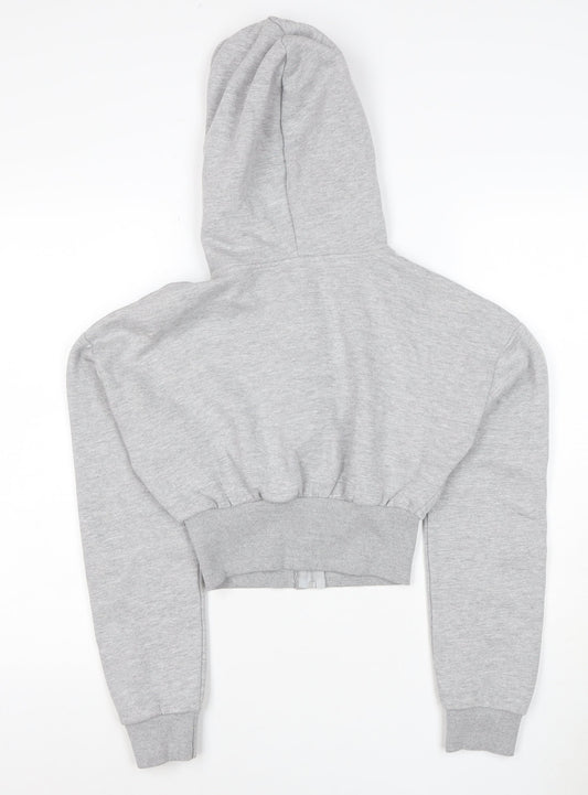 Boohoo Women’s Grey XS Cropped Full Zip Hoodie Hooded Casual