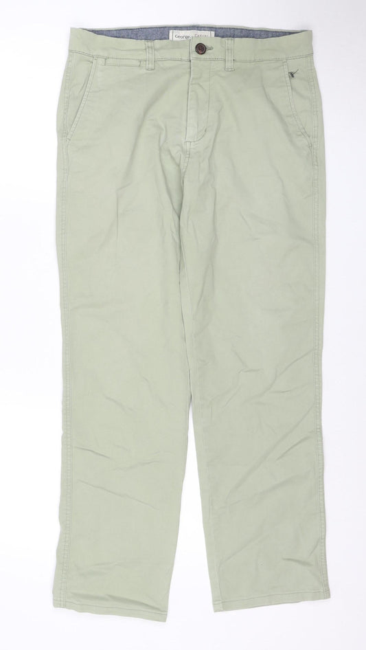 George Men’s Green 32W 32L Stretch Khaki Straight Jeans