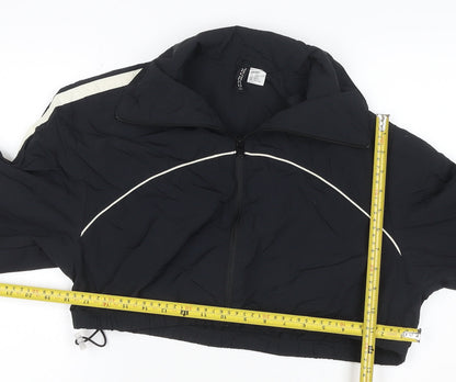 H&M Divided Women Black XS Cropped Windbreaker Jacket White Stripe