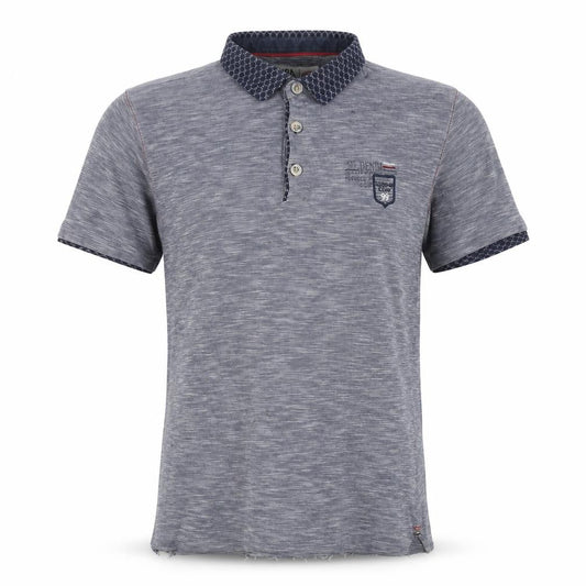Front view of Cuba Men’s Grey XL Short Sleeve Logo Polo Shirt Contrast Collar