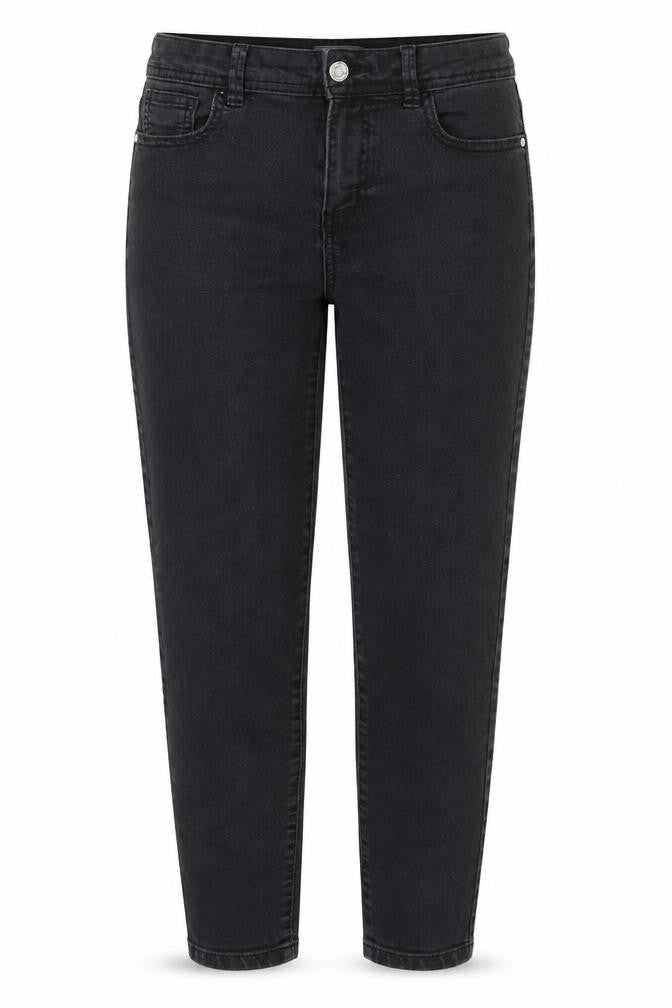 Front view of Denim Co. Women Black UK 12 Straight Mid Rise Stretch Jeans 5 Pocket