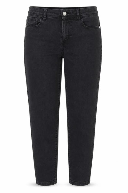 Front view of Denim Co. Women Black UK 12 Straight Mid Rise Stretch Jeans 5 Pocket