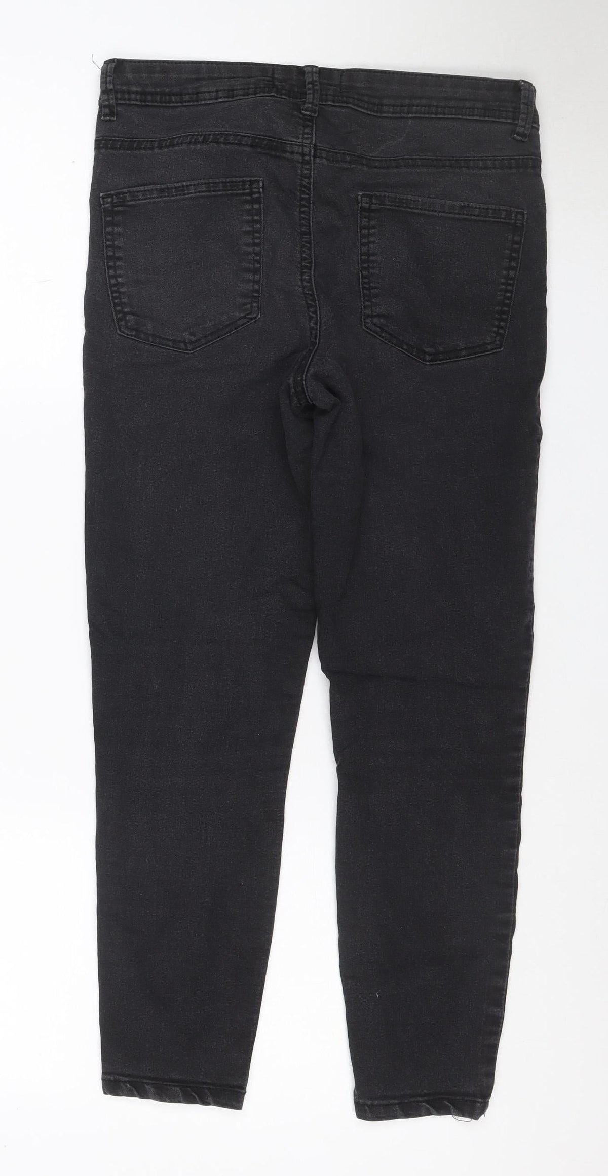 Back view of Denim Co. Women Black UK 12 Straight Mid Rise Stretch Jeans 5 Pocket