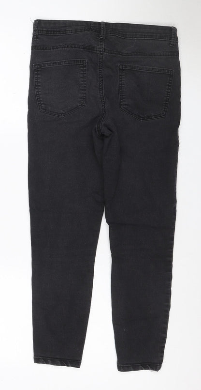 Back view of Denim Co. Women Black UK 12 Straight Mid Rise Stretch Jeans 5 Pocket