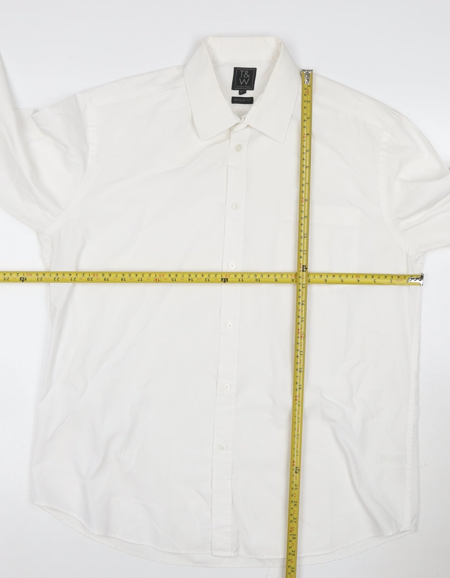 T&W Tailor & Wright Men’s Ivory 16.5 Regular Fit Formal Dress Shirt