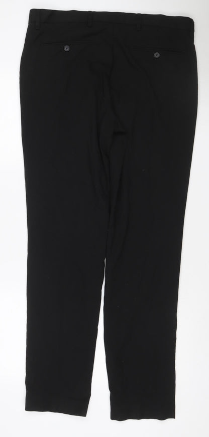 Marks and Spencer Men's Black 36 Slim Fit Long Dress Trousers Formal