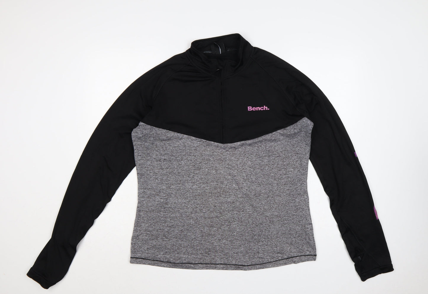 Bench Women’s Black Grey Pink UK 18 XXL 1/4 Zip Colourblock Sweatshirt