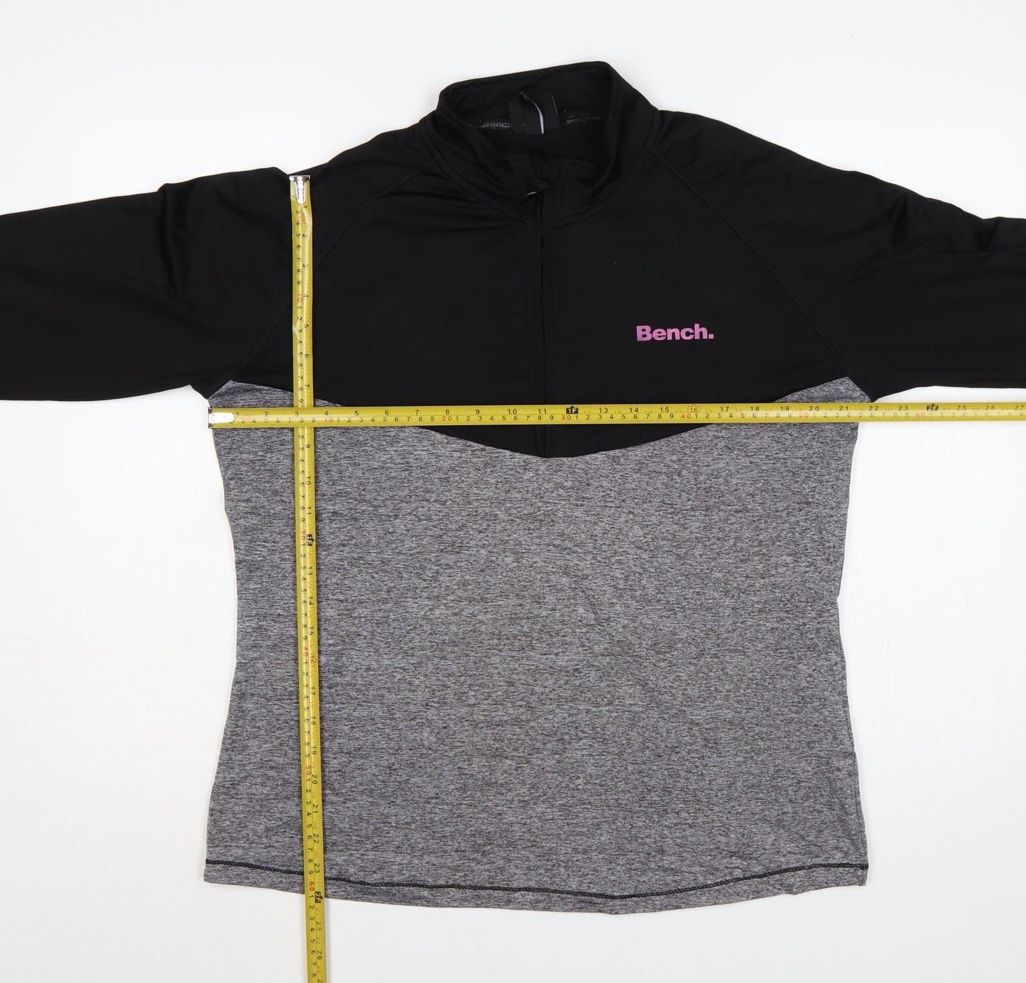 Bench Women’s Black Grey Pink UK 18 XXL 1/4 Zip Colourblock Sweatshirt