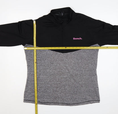 Bench Women’s Black Grey Pink UK 18 XXL 1/4 Zip Colourblock Sweatshirt
