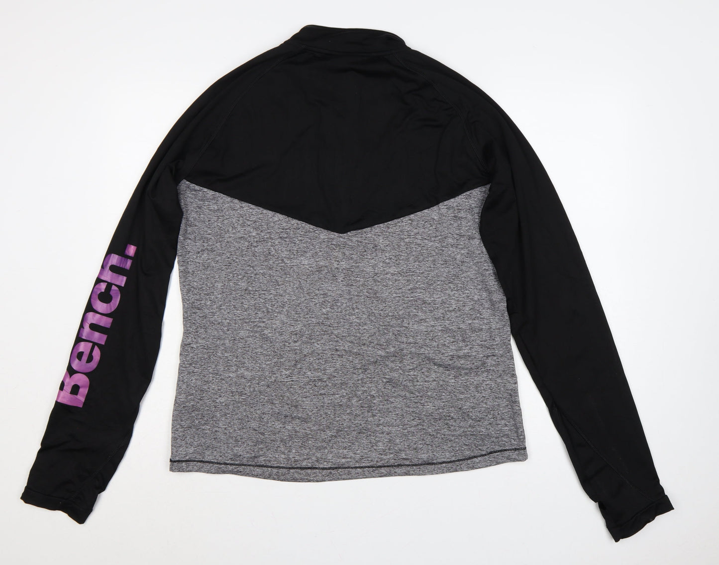 Bench Women’s Black Grey Pink UK 18 XXL 1/4 Zip Colourblock Sweatshirt
