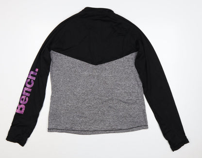 Bench Women’s Black Grey Pink UK 18 XXL 1/4 Zip Colourblock Sweatshirt