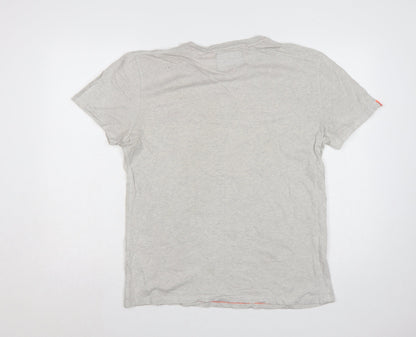 Superdry Men's Grey Large Orange Label Logo Crew Neck T-Shirt