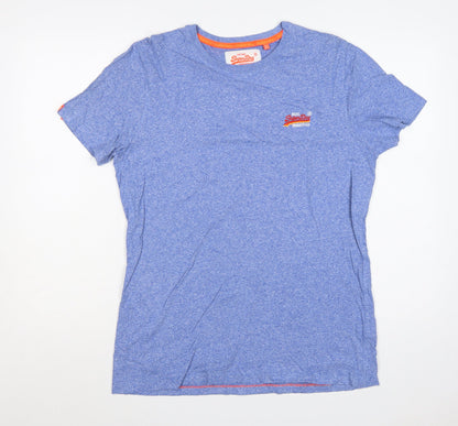 Superdry Men’s Blue XL Vintage Orange Label Logo Crew Neck T-Shirt