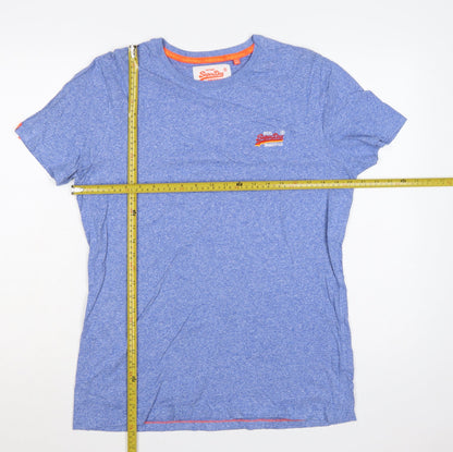 Superdry Men’s Blue XL Vintage Orange Label Logo Crew Neck T-Shirt