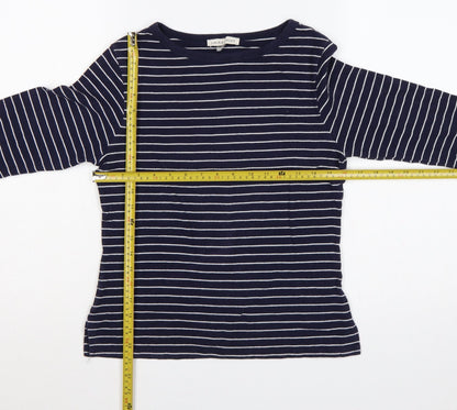 Laura Ashley Women's Blue White UK 14 Striped Jersey 3/4 Sleeve T-Shirt