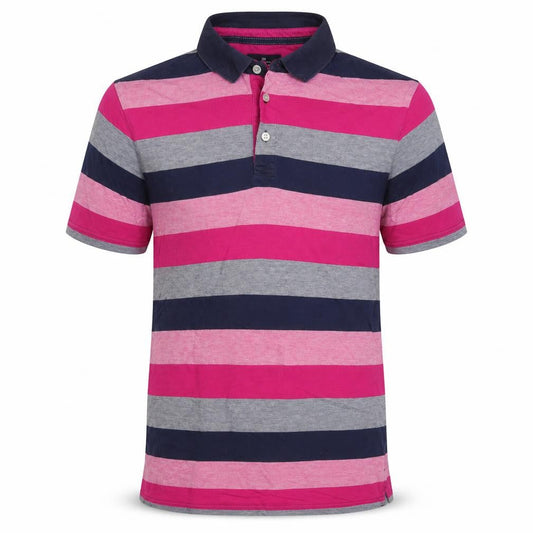 Marks & Spencer Men’s S Pink Striped Cotton Regular Fit Polo Shirt