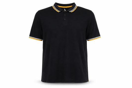 STH Shore Men’s Black 2XL Cotton Polo Yellow Trim Short Sleeve
