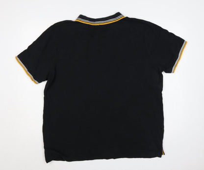 STH Shore Men’s Black 2XL Cotton Polo Yellow Trim Short Sleeve