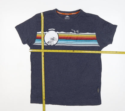 Trespass Mens Blue M Quick Dry Beach Graphic Stripe T-Shirt