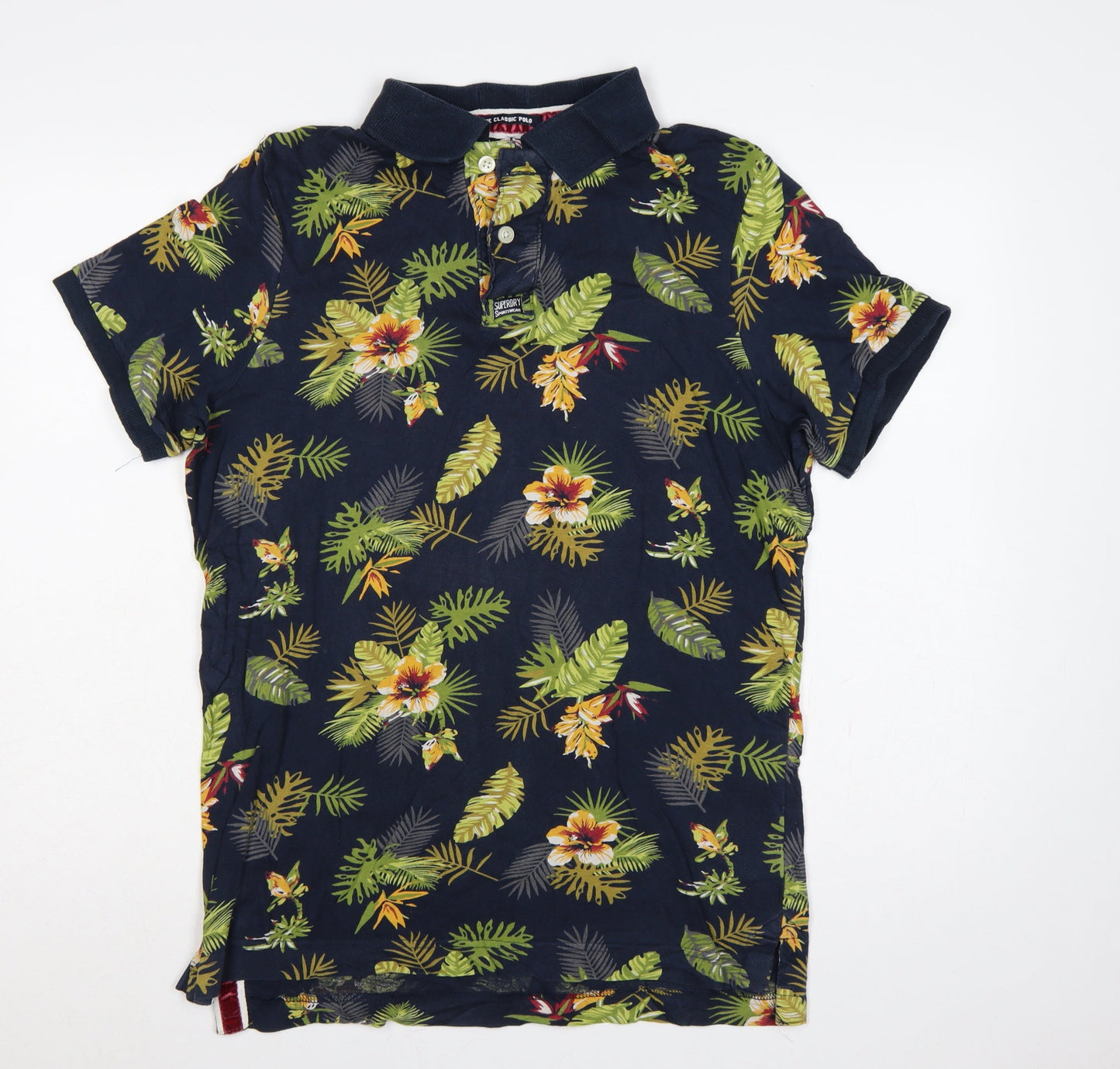 Superdry Men’s Multicoloured XL Hawaiian Floral Cotton Classic Polo Shirt