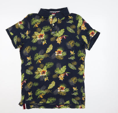 Superdry Men’s Multicoloured XL Hawaiian Floral Cotton Classic Polo Shirt