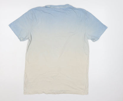 American Eagle Men’s S Blue Cream College Logo Graphic T-Shirt
