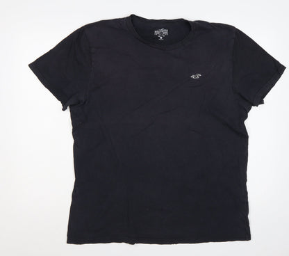 Hollister Men Black XL Must-Have Logo Crew Neck Cotton T-Shirt