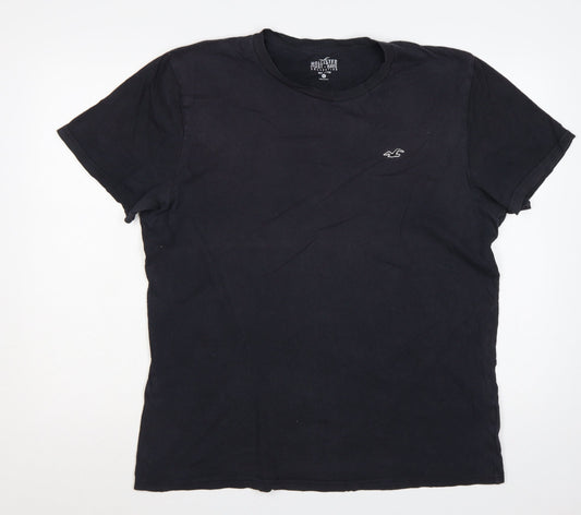 Hollister Men Black XL Must-Have Logo Crew Neck Cotton T-Shirt