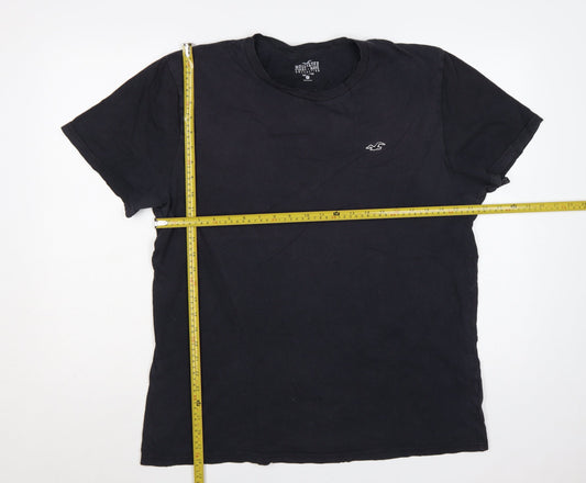 Hollister Men Black XL Must-Have Logo Crew Neck Cotton T-Shirt