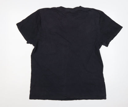 Hollister Men Black XL Must-Have Logo Crew Neck Cotton T-Shirt