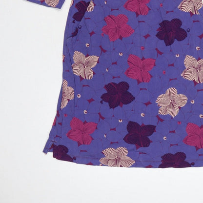 White Stuff Women’s Purple Floral A-Line Knee Length Dress Size 10