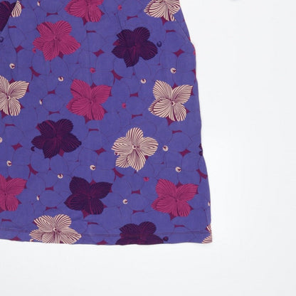 White Stuff Women’s Purple Floral A-Line Knee Length Dress Size 10