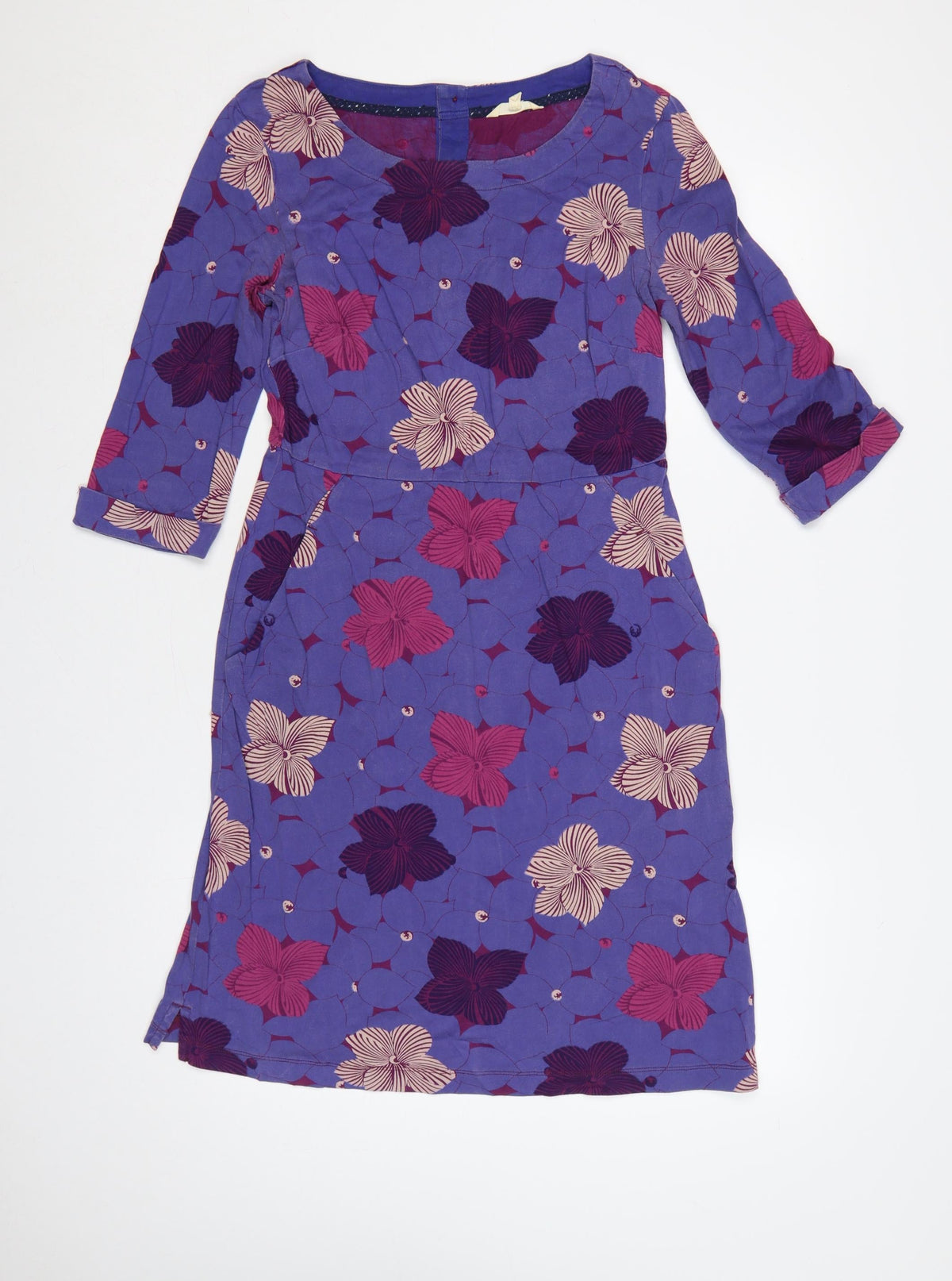 White Stuff Women’s Purple Floral A-Line Knee Length Dress Size 10