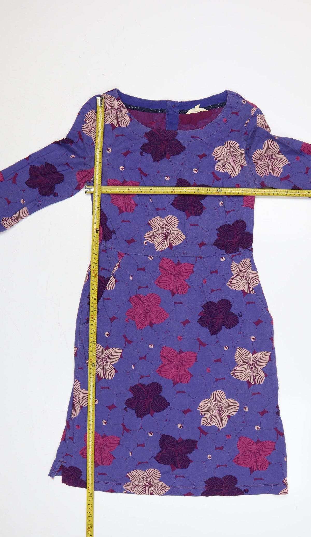 White Stuff Women’s Purple Floral A-Line Knee Length Dress Size 10