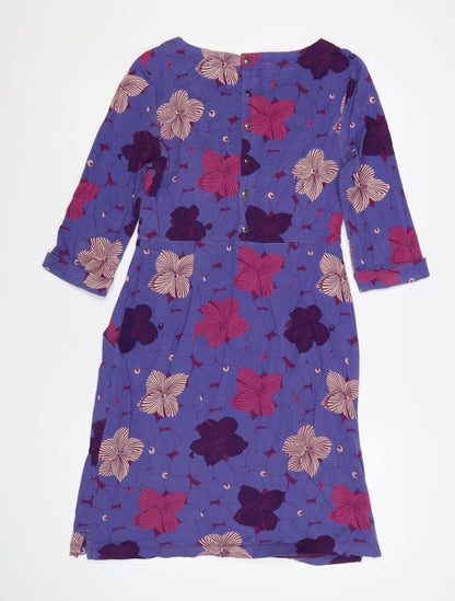 White Stuff Women’s Purple Floral A-Line Knee Length Dress Size 10