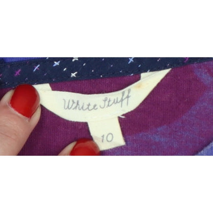 White Stuff Women’s Purple Floral A-Line Knee Length Dress Size 10