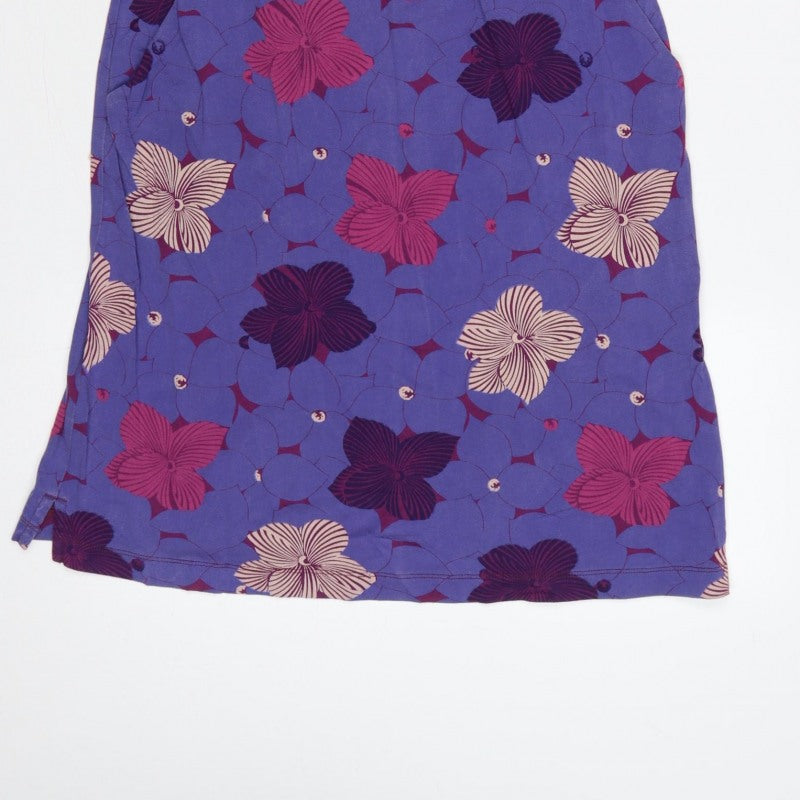 White Stuff Women’s Purple Floral A-Line Knee Length Dress Size 10