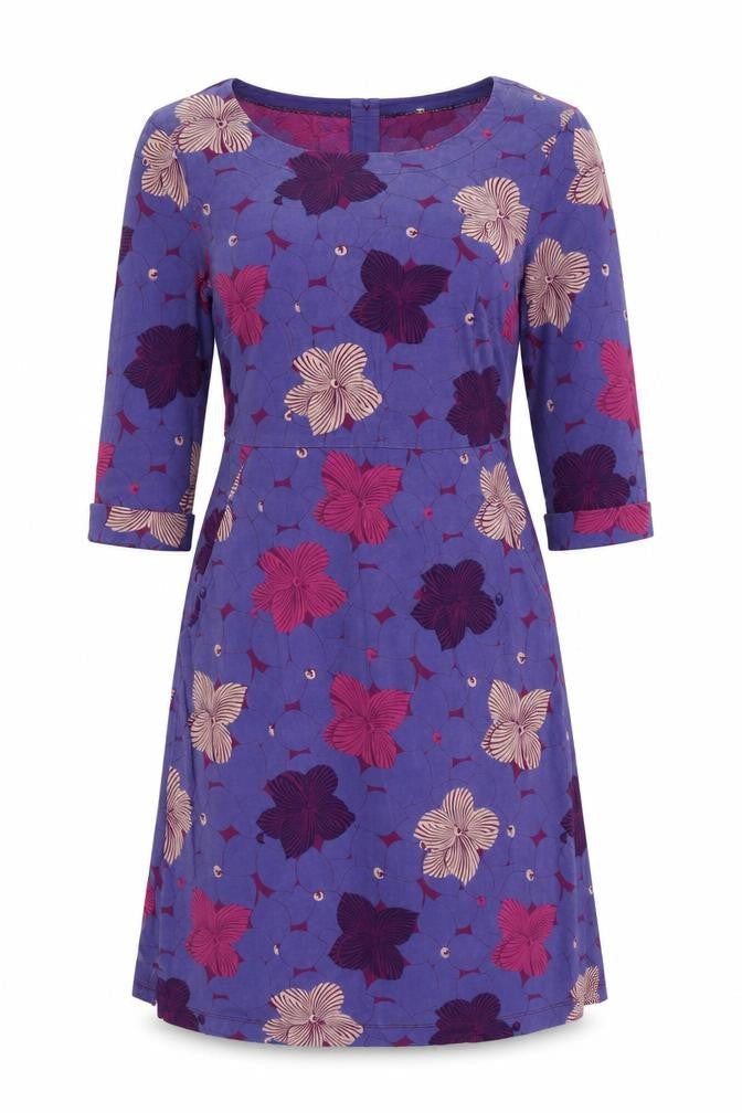 White Stuff Women’s Purple Floral A-Line Knee Length Dress Size 10