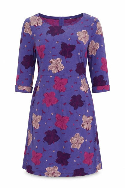 White Stuff Women’s Purple Floral A-Line Knee Length Dress Size 10