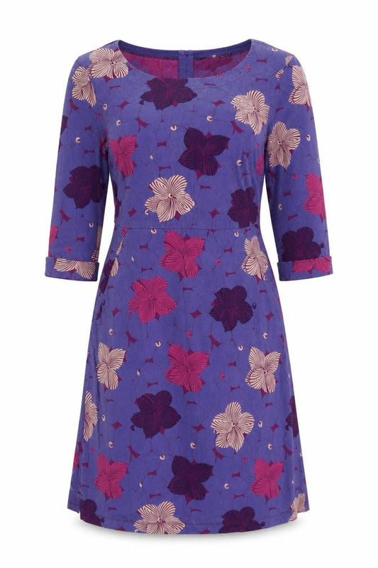 White Stuff Women’s Purple Floral A-Line Knee Length Dress Size 10