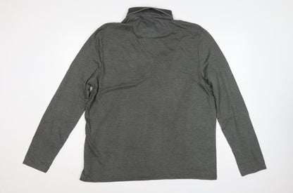 Burton Menswear London Men’s Grey XL Long Sleeve Button-Down Polo Shirt