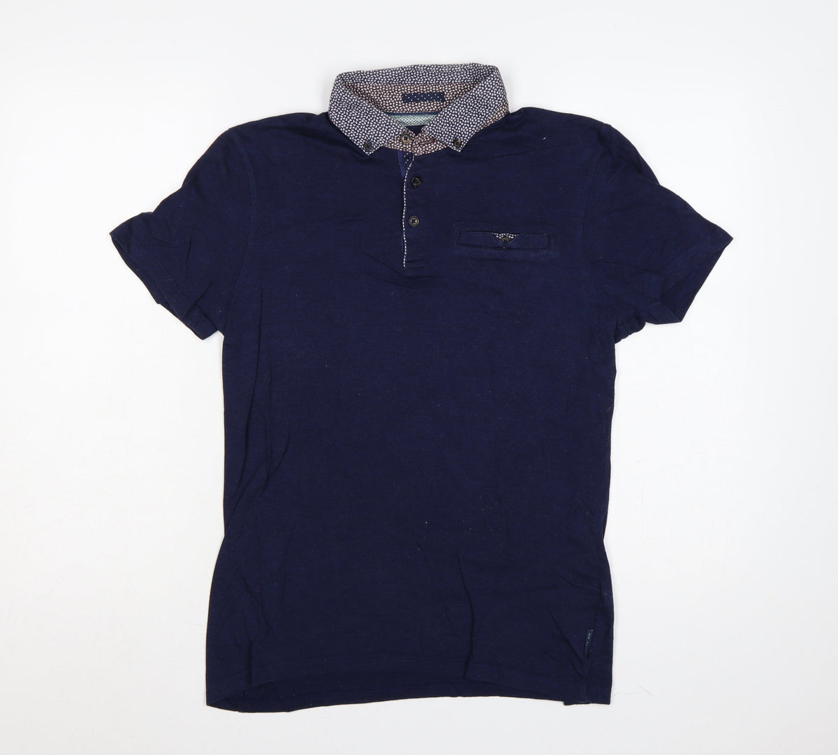 Ted Baker London Men’s Navy Blue M Short Sleeve Button-Down Polo