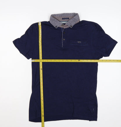 Ted Baker London Men’s Navy Blue M Short Sleeve Button-Down Polo