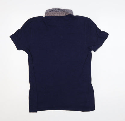 Ted Baker London Men’s Navy Blue M Short Sleeve Button-Down Polo