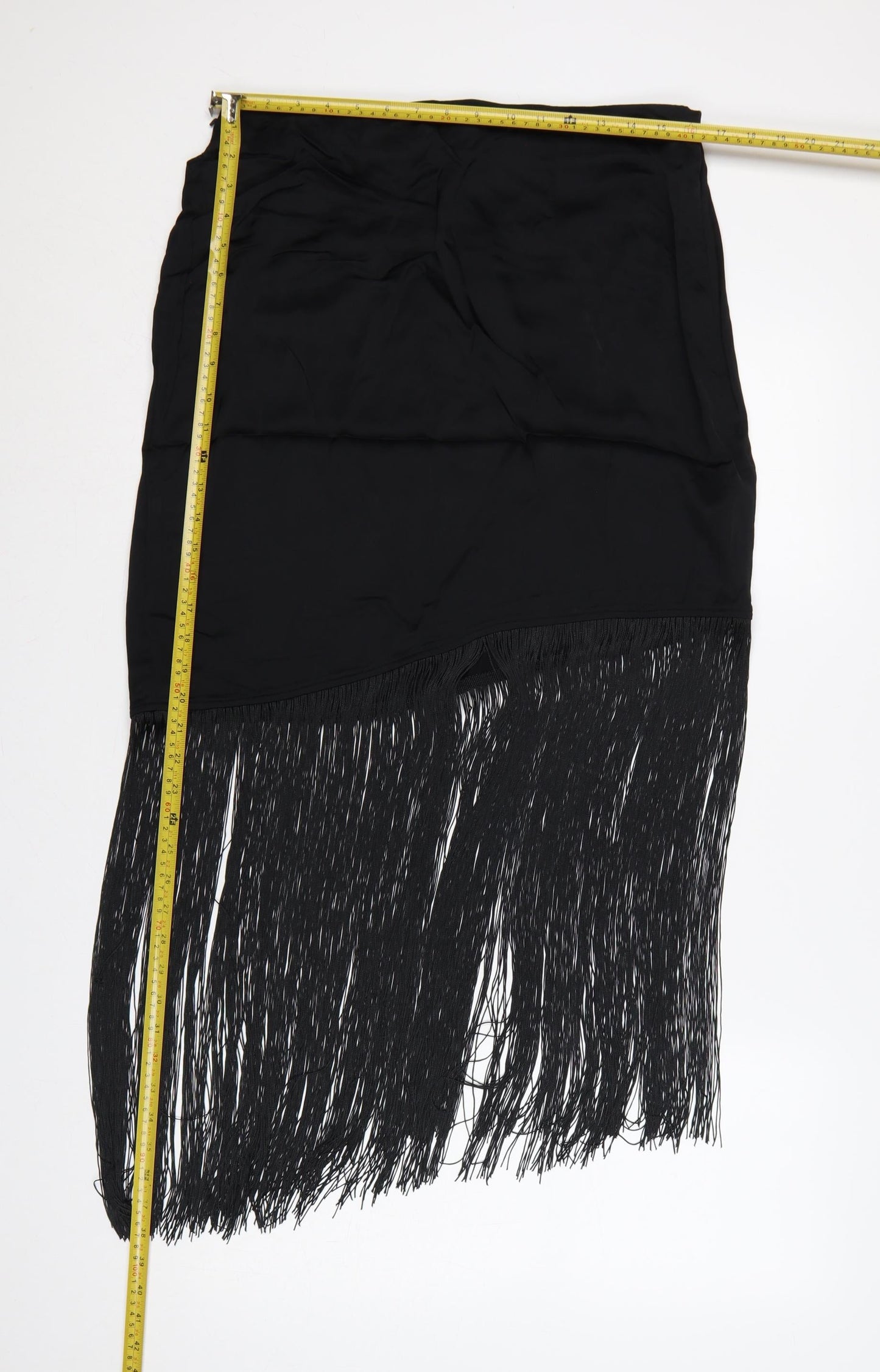 M&S Women Black UK 14 Regular Asymmetric Fringe Wrap Skirt